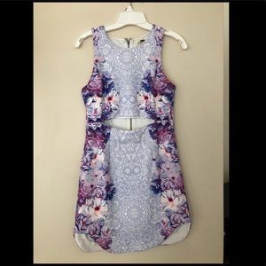 LF Rumor Boutique floral geo dress. Cutout